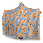 Retro Blue Banana Pattern Print Hooded Blanket