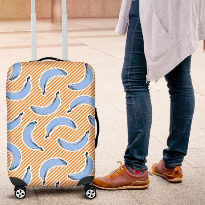 Retro Blue Banana Pattern Print Luggage Cover GearFrost