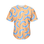 Retro Blue Banana Pattern Print Men's Baseball Jersey