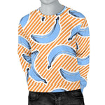 Retro Blue Banana Pattern Print Men's Crewneck Sweatshirt GearFrost