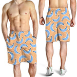 Retro Blue Banana Pattern Print Men's Shorts