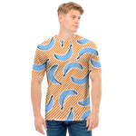 Retro Blue Banana Pattern Print Men's T-Shirt