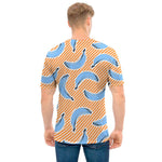 Retro Blue Banana Pattern Print Men's T-Shirt