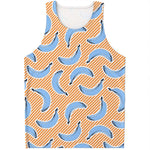Retro Blue Banana Pattern Print Men's Tank Top