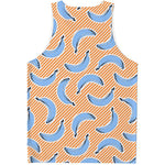 Retro Blue Banana Pattern Print Men's Tank Top