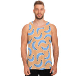 Retro Blue Banana Pattern Print Men's Tank Top