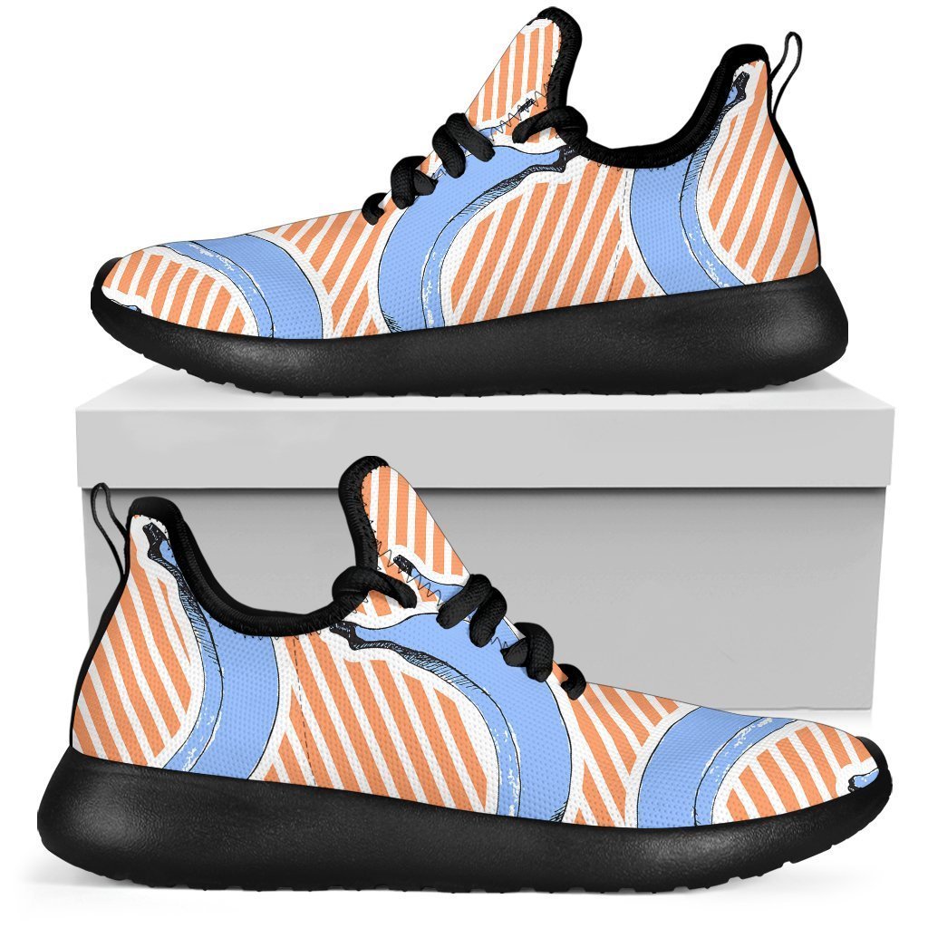 Retro Blue Banana Pattern Print Mesh Knit Shoes GearFrost