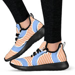 Retro Blue Banana Pattern Print Mesh Knit Shoes GearFrost