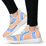 Retro Blue Banana Pattern Print Mesh Knit Shoes GearFrost
