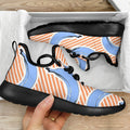 Retro Blue Banana Pattern Print Mesh Knit Shoes