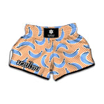 Retro Blue Banana Pattern Print Muay Thai Boxing Shorts