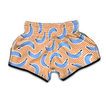 Retro Blue Banana Pattern Print Muay Thai Boxing Shorts