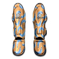 Retro Blue Banana Pattern Print Muay Thai Shin Guards