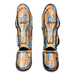 Retro Blue Banana Pattern Print Muay Thai Shin Guard