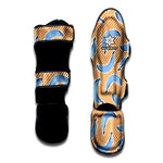 Retro Blue Banana Pattern Print Muay Thai Shin Guard