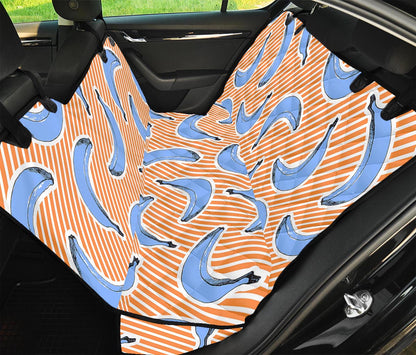 Retro Blue Banana Pattern Print Pet Car Back Seat Cover
