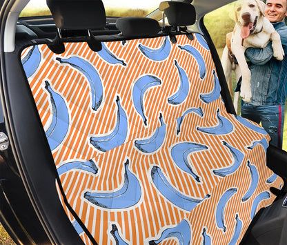 Retro Blue Banana Pattern Print Pet Car Back Seat Cover