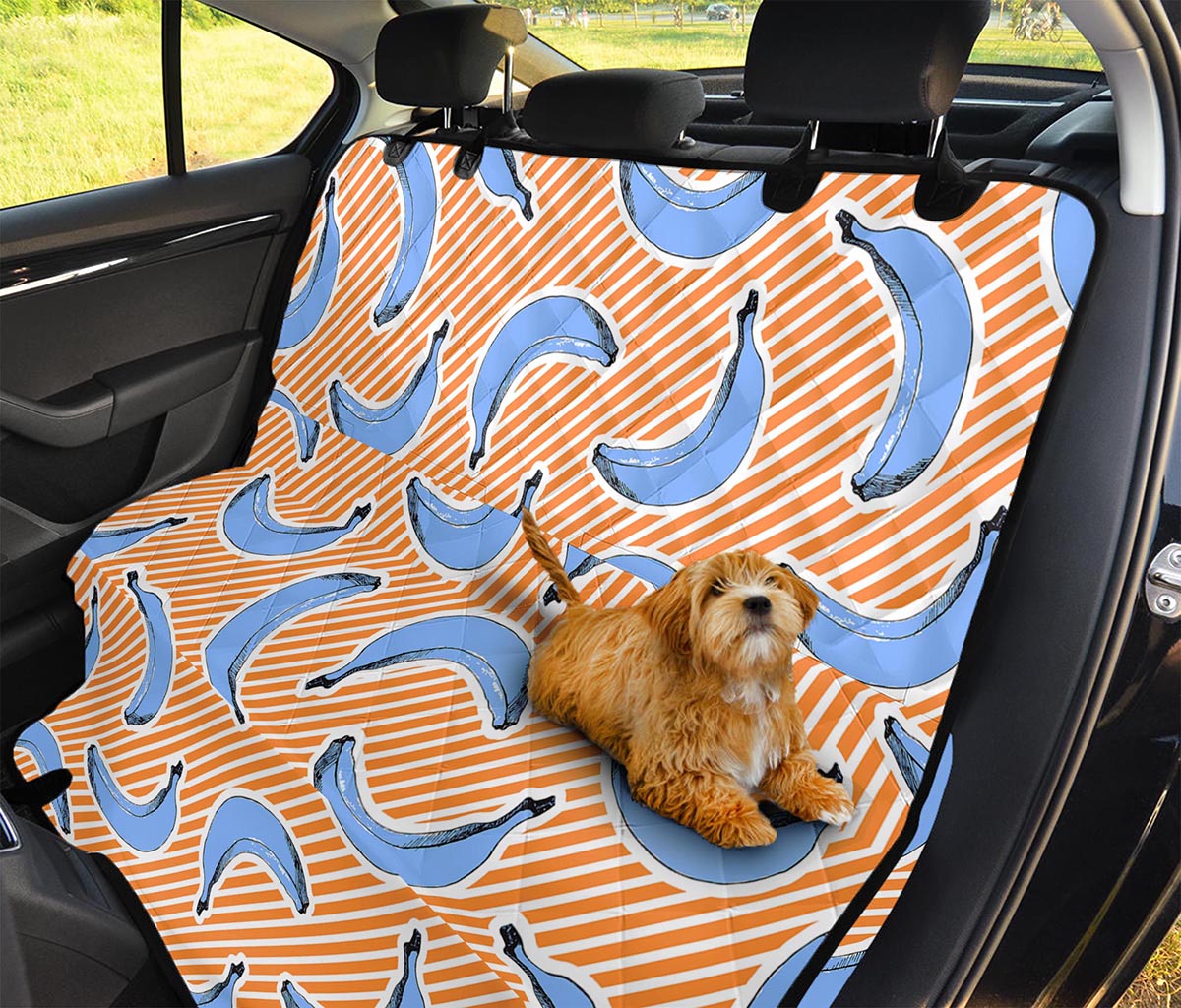 Retro Blue Banana Pattern Print Pet Car Back Seat Cover