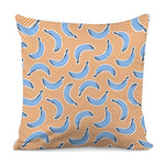 Retro Blue Banana Pattern Print Pillow Cover