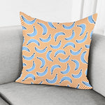 Retro Blue Banana Pattern Print Pillow Cover