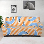 Retro Blue Banana Pattern Print Sofa Cover