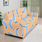 Retro Blue Banana Pattern Print Sofa Cover