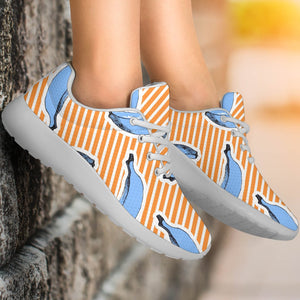 Retro Blue Banana Pattern Print Sport Shoes GearFrost