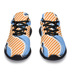 Retro Blue Banana Pattern Print Sport Shoes GearFrost