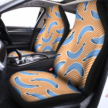 Retro Blue Banana Pattern Print Universal Fit Car Seat Covers