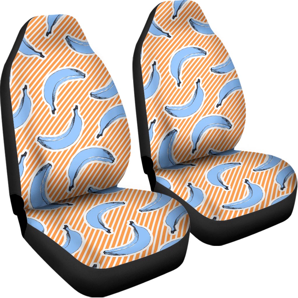 Retro Blue Banana Pattern Print Universal Fit Car Seat Covers