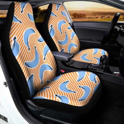 Retro Blue Banana Pattern Print Universal Fit Car Seat Covers