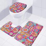 Retro Bohemian Mandala Pattern Print 3 Piece Bath Mat Set
