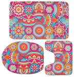 Retro Bohemian Mandala Pattern Print 3 Piece Bath Mat Set