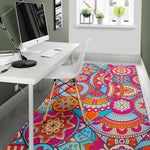 Retro Bohemian Mandala Pattern Print Area Rug GearFrost