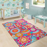 Retro Bohemian Mandala Pattern Print Area Rug GearFrost