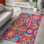 Retro Bohemian Mandala Pattern Print Area Rug GearFrost