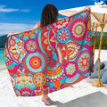 Retro Bohemian Mandala Pattern Print Beach Sarong Wrap