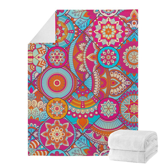 Retro Bohemian Mandala Pattern Print Blanket