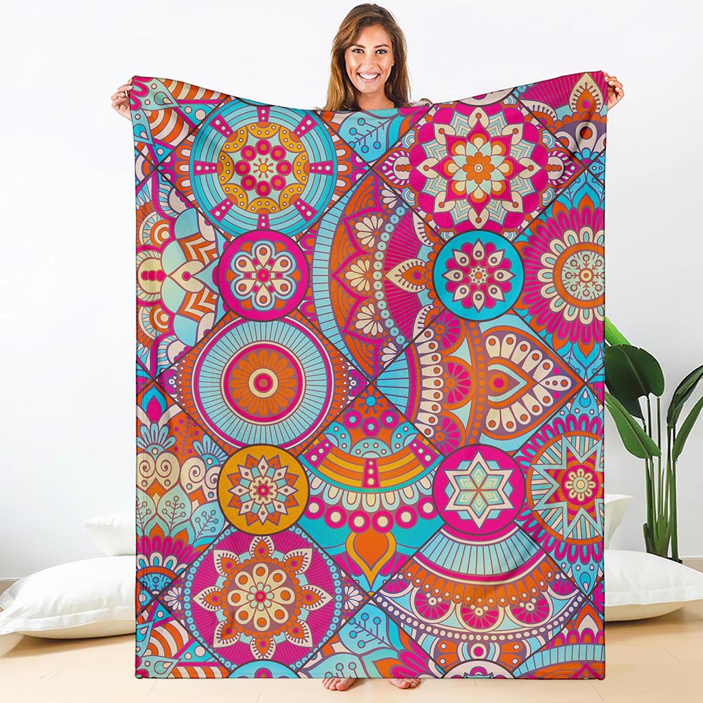 Retro Bohemian Mandala Pattern Print Blanket