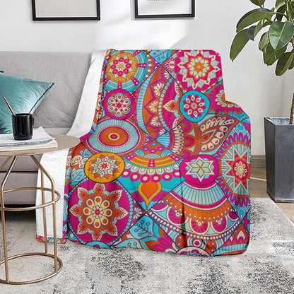 Retro Bohemian Mandala Pattern Print Blanket