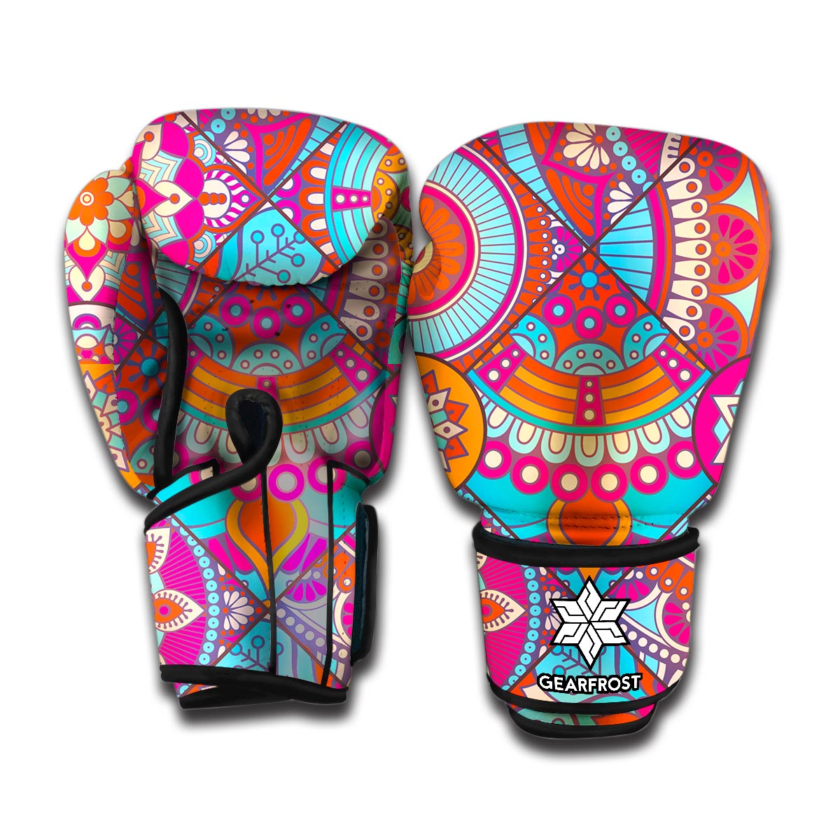 Retro Bohemian Mandala Pattern Print Boxing Gloves
