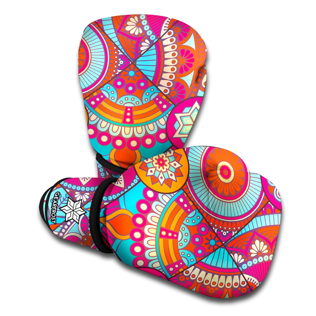 Retro Bohemian Mandala Pattern Print Boxing Gloves