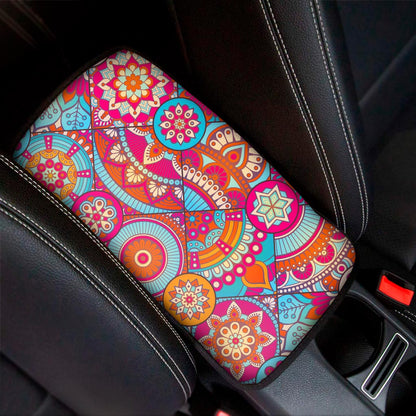 Retro Bohemian Mandala Pattern Print Car Center Console Cover