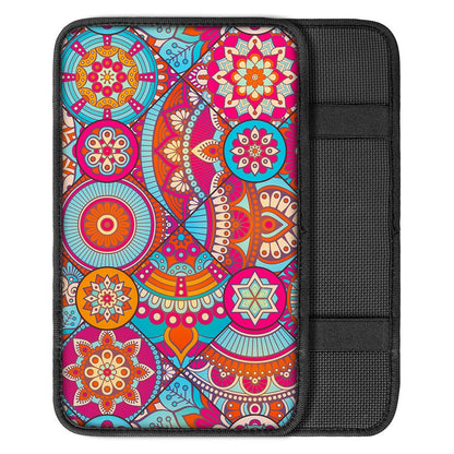 Retro Bohemian Mandala Pattern Print Car Center Console Cover