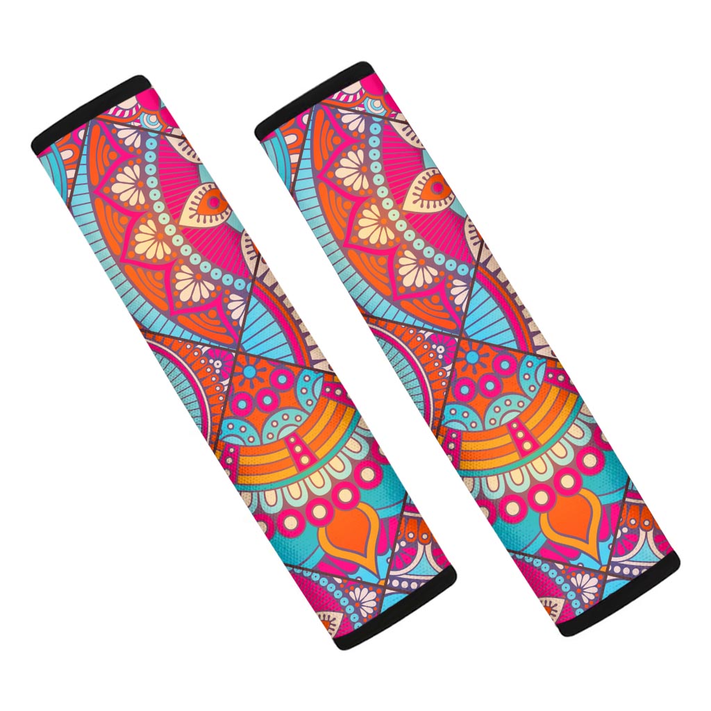 Retro Bohemian Mandala Pattern Print Car Seat Belt Covers