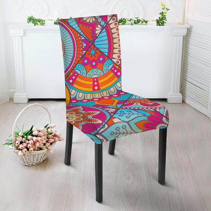 Retro Bohemian Mandala Pattern Print Dining Chair Slipcover