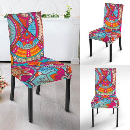 Retro Bohemian Mandala Pattern Print Dining Chair Slipcover