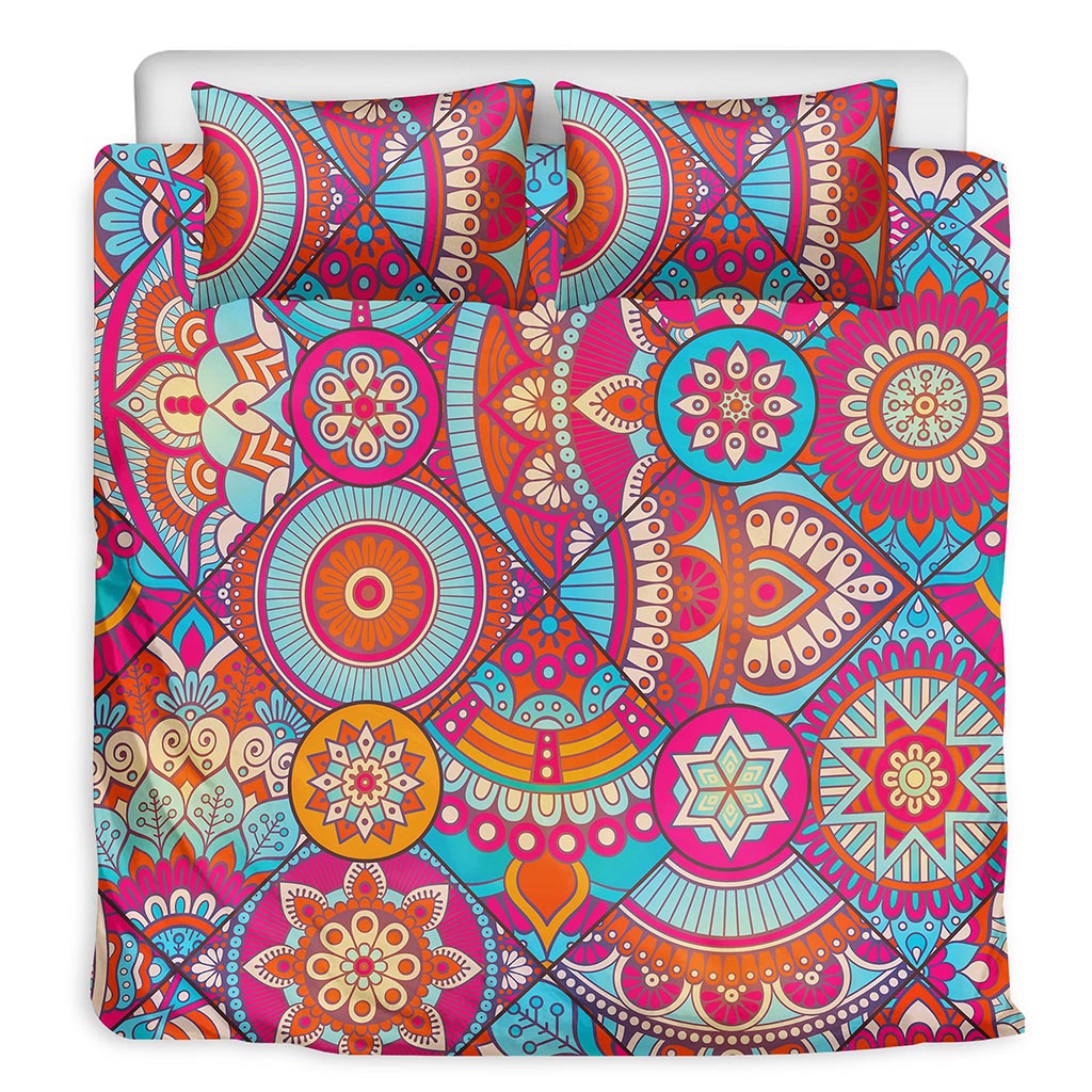 Retro Bohemian Mandala Pattern Print Duvet Cover Bedding Set