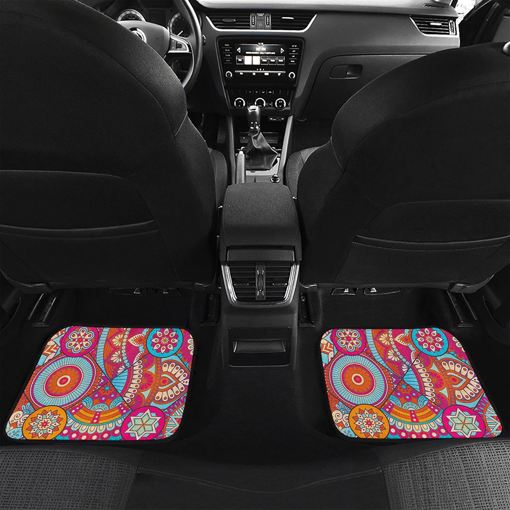 Retro Bohemian Mandala Pattern Print Front and Back Car Floor Mats