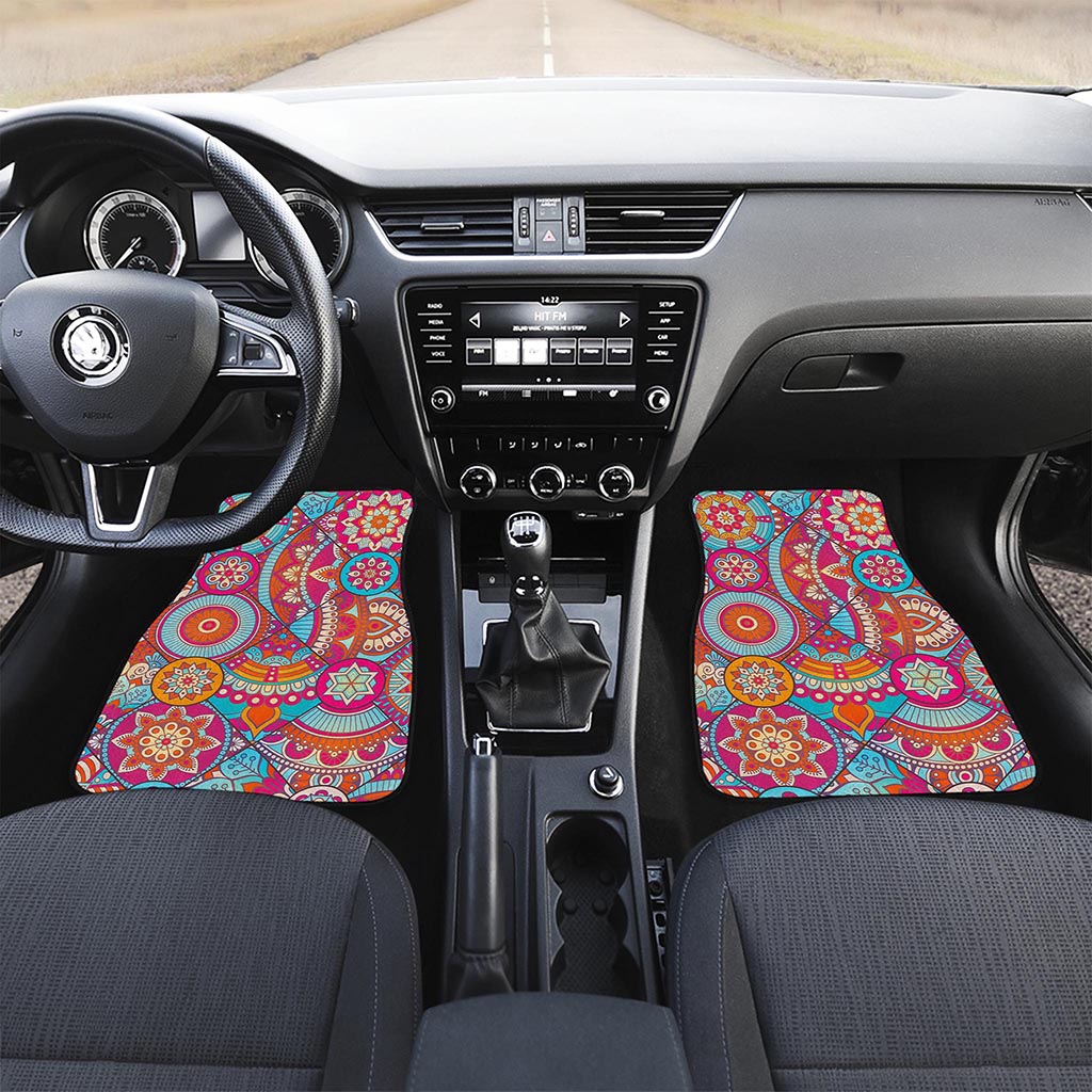 Retro Bohemian Mandala Pattern Print Front Car Floor Mats